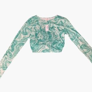 Women’s Full Tilt Long Sleeve Open Back Crop Top size Large